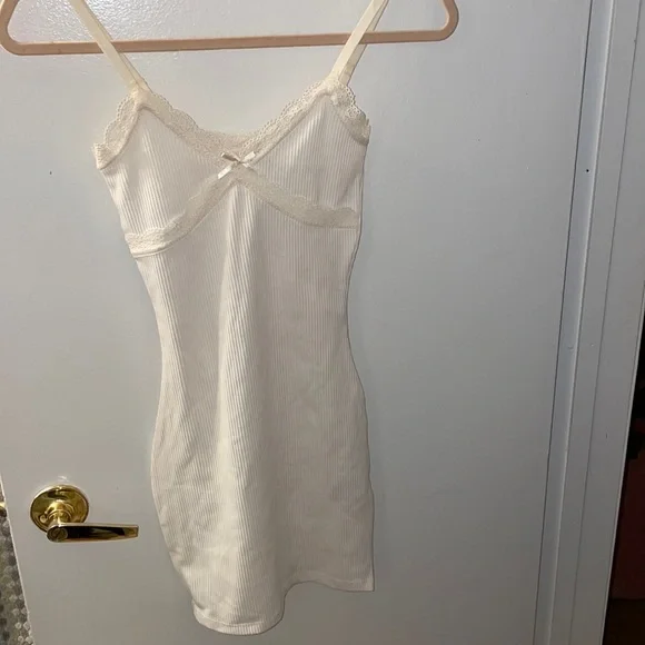 H&M | Other | Ribbed White Lace Trim Dress | Poshmark